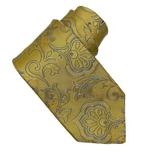 Brooks Brothers Men's Necktie‎ 100% Silk Yellow Blue Paisley